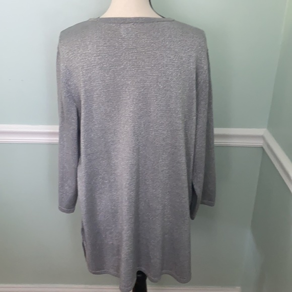 JM Collection  silver V-neck sweater Size 3X - Picture 3 of 6